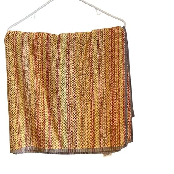 Crate&barrel oversized orange & yellow cotton striped beach towel - Picture 3 of 6